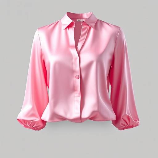 Blusa de seda rosa feminina, manga 3/4, ideal para um look elegante e moderno.
